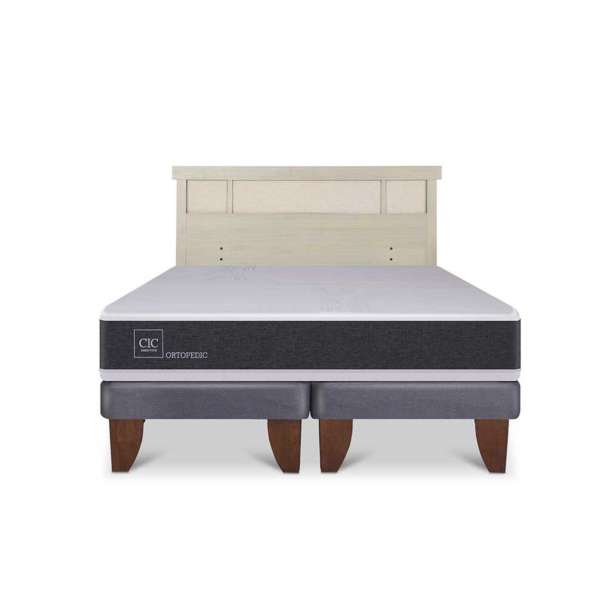 Cama Europea CIC Base Dividida 2 Plazas Ortopedic + Respaldo Munich Alpino