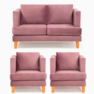 Imagen 1 del producto Juego de Living Barra Design Larisa Sofá 2 Cuerpos + Dos Sillones 1 Cuerpo Violeta