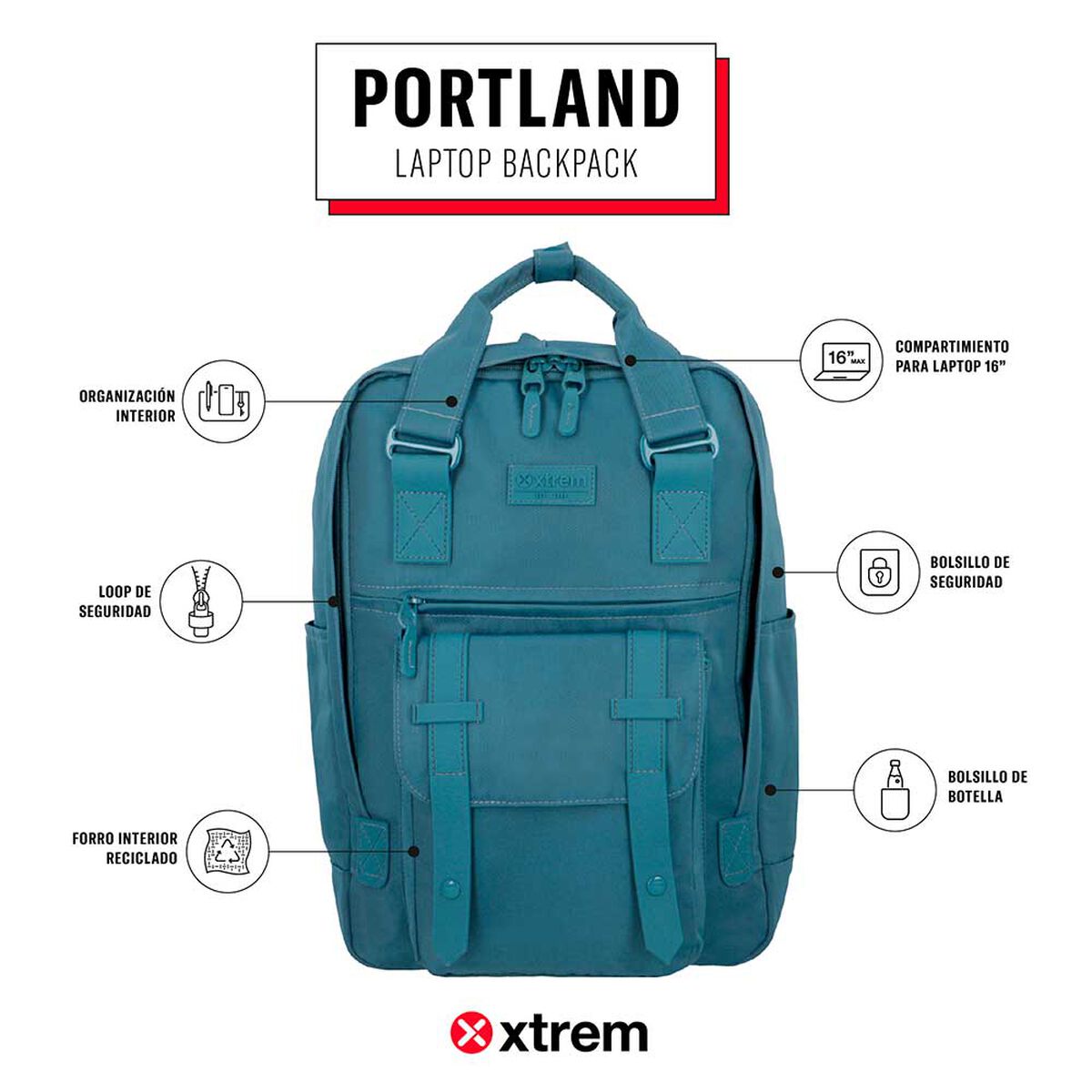 Mochila Notebook Xtrem Portland 5XT Azul 16"