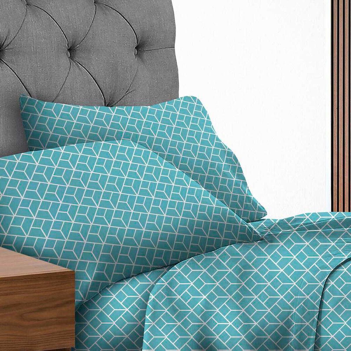 Juego de S&aacute;banas Illusions 144 Hilos King deniz