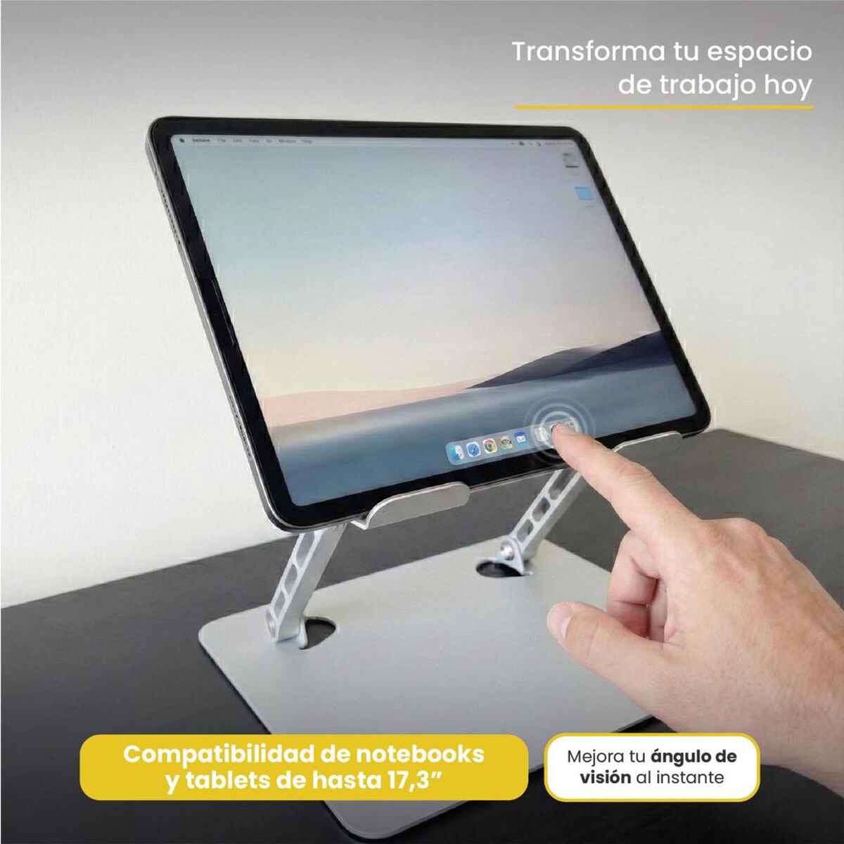 Soporter de Escritorio Levo Alzador Notebook Plegable Gris