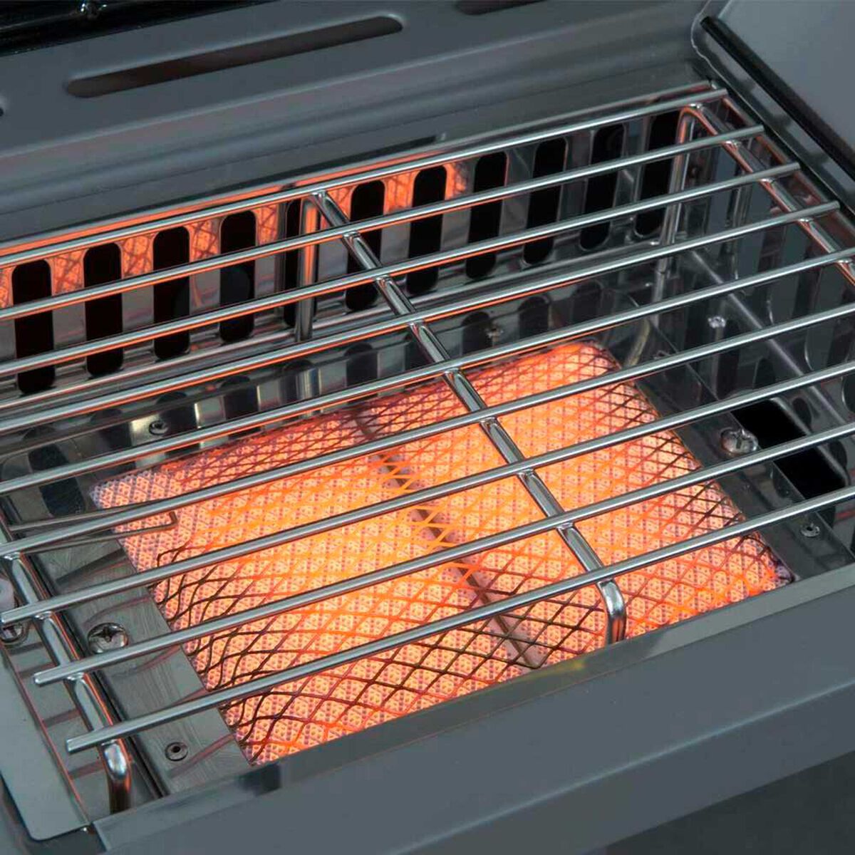 Parrilla a Gas Encendido Electr&oacute;nico BBQ Grill Texas Acero Inoxidable 4 Quemadores Centrales + 1 Lateral Roja