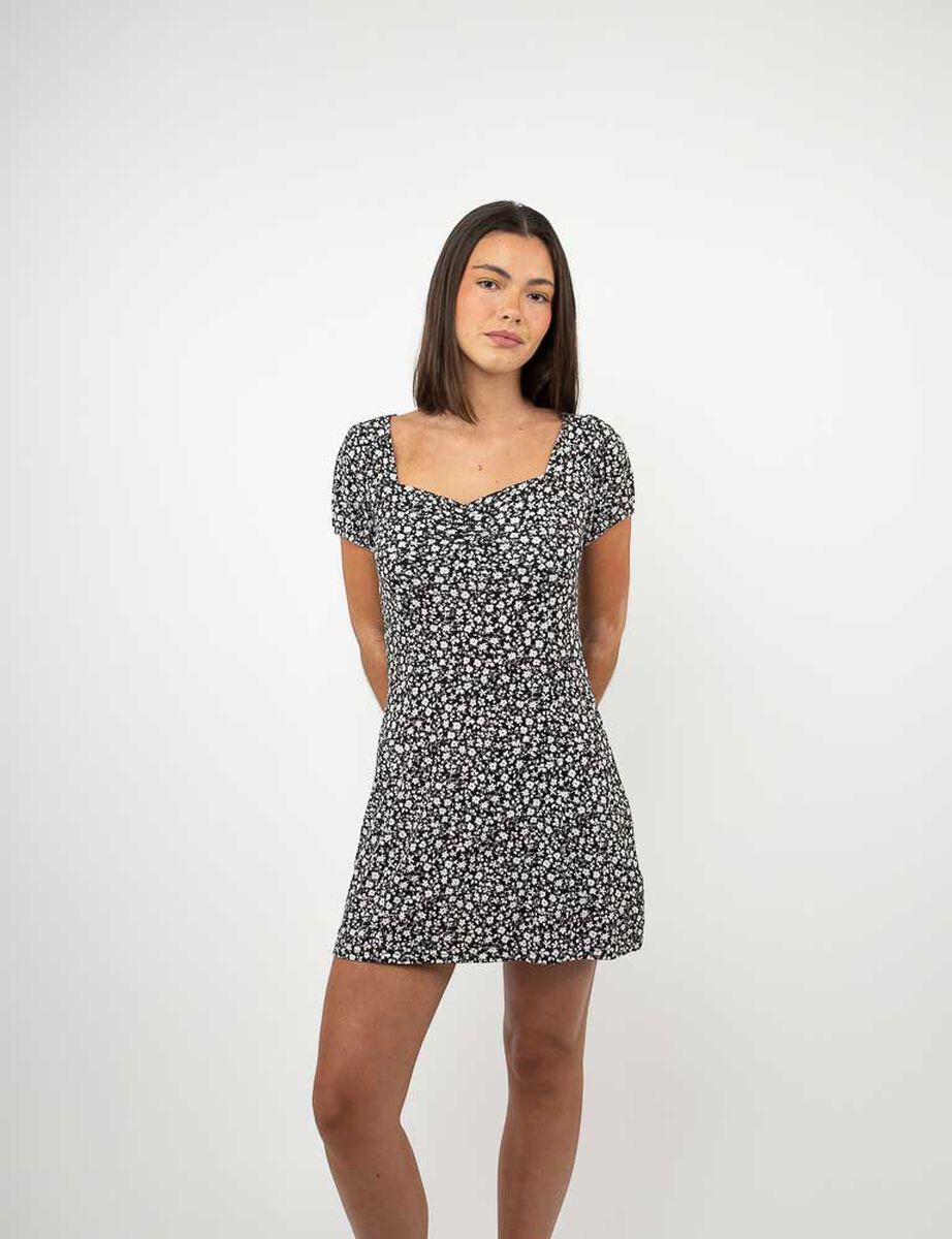 Vestido Mini Manga Corta Mujer Icono