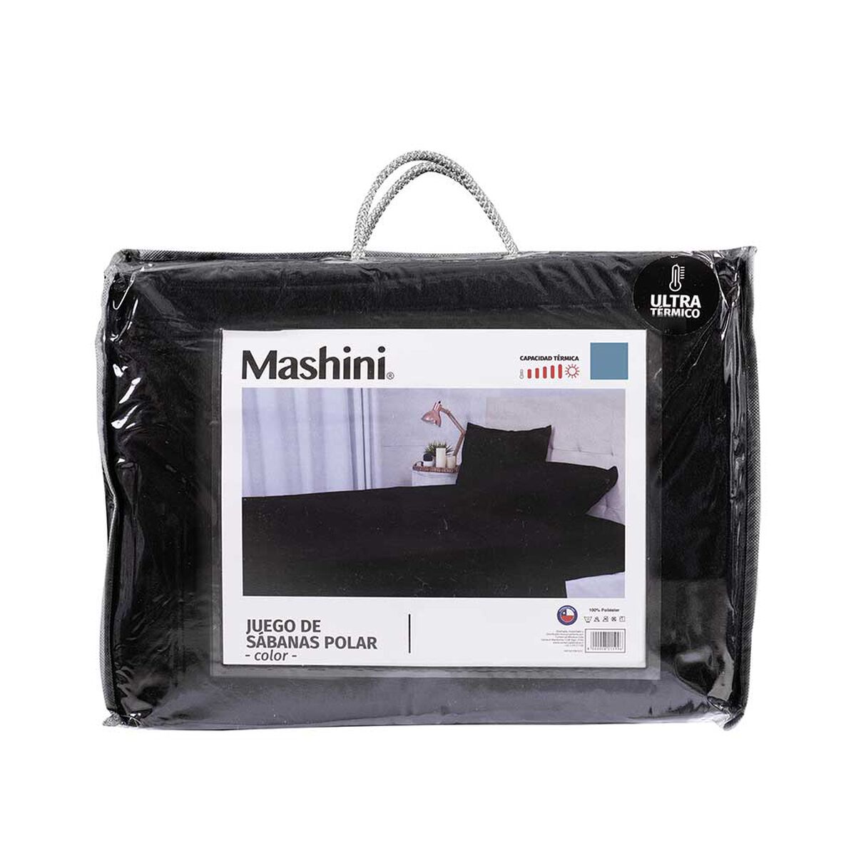 Juego de S&aacute;banas Polar Mashini 2 Plazas Liso Negro