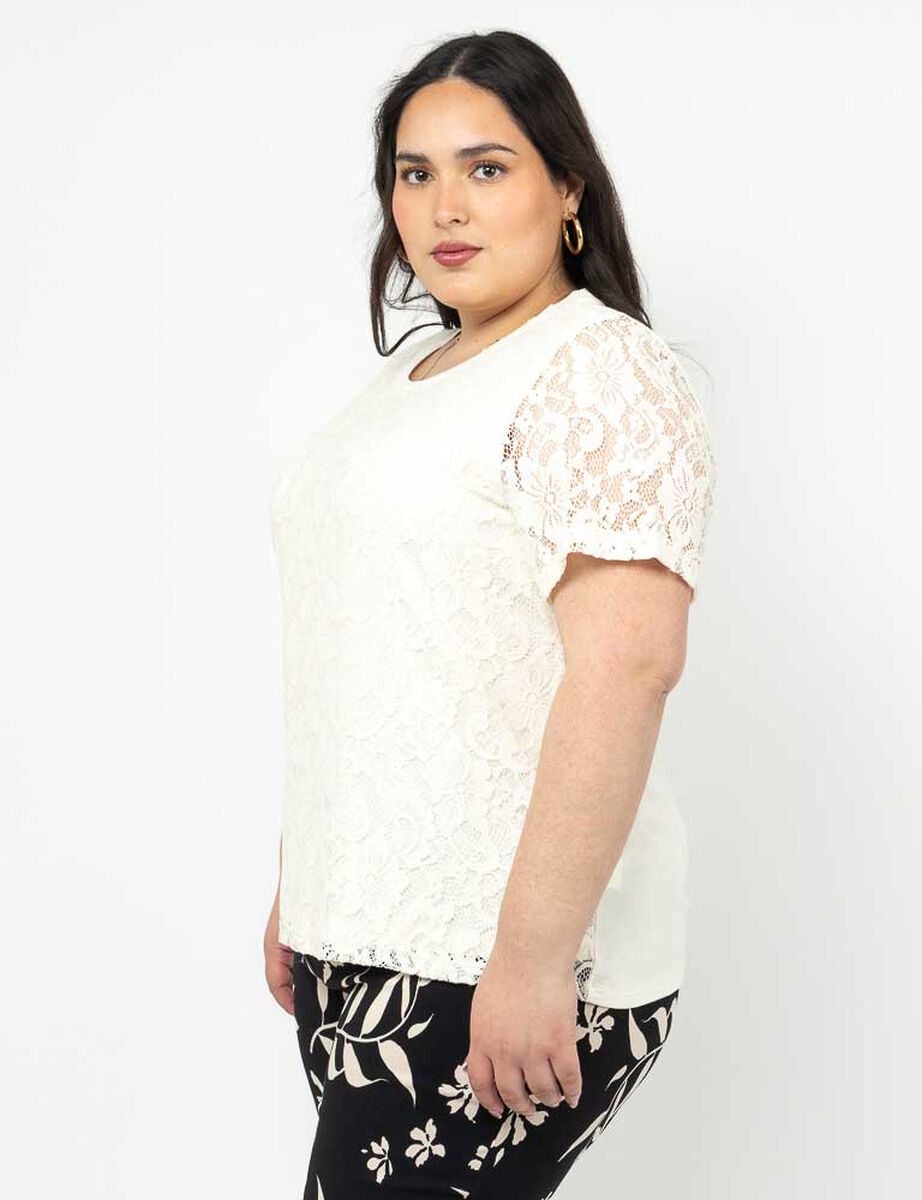 Polera Encaje Manga Corta Mujer Extralindas
