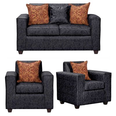 Juego de Living Black Factory Ezeiza Sofá 2 Cuerpos + Dos Sillones 1 Cuerpo Negro