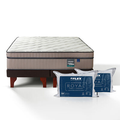 Cama Europea Flex 2 Plazas Maximo Cobre + 2 almohadas