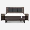 Cama Europea Rosen 2 Plazas New Style 4 Plus + Respaldo Rachel Gris + 2 Veladores