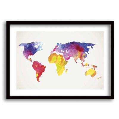 Cuadro Decorativo Retela Mapa Acuarela 50 x 35 cm
