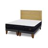 Cama Europea CIC Base Dividida 2 Plazas Premium + Respaldo Milan Mostaza