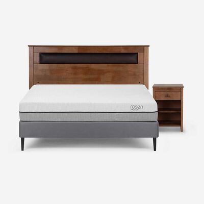 Cama Europea Rosen Full Pratta + Respaldo + Velador Ferrera