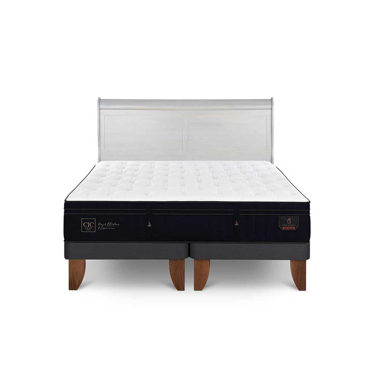 Cama Europea CIC Base Dividida 2 Plazas Súper Premium + Respaldo Miro Alpino