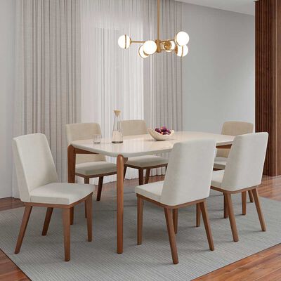 Imagen 1 del producto Comedor Decocasa Donatella 6 Sillas Off White Castaño