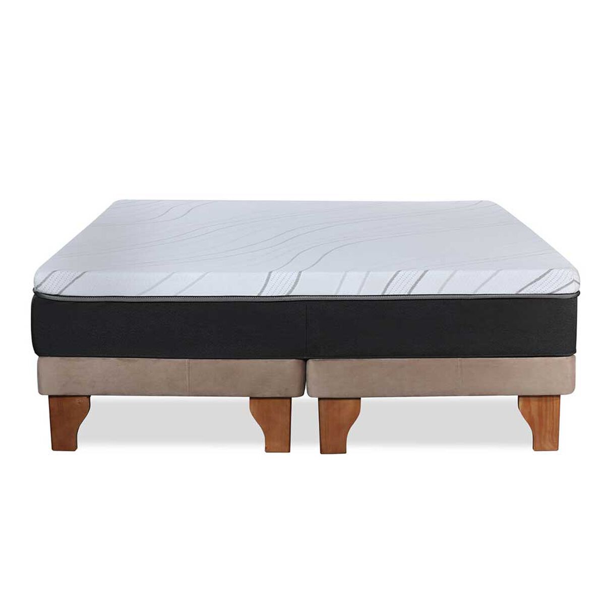 Cama Europea Latam Home Base Dividida S&uacute;per King Zen Top Spring Visco Velvet Beige