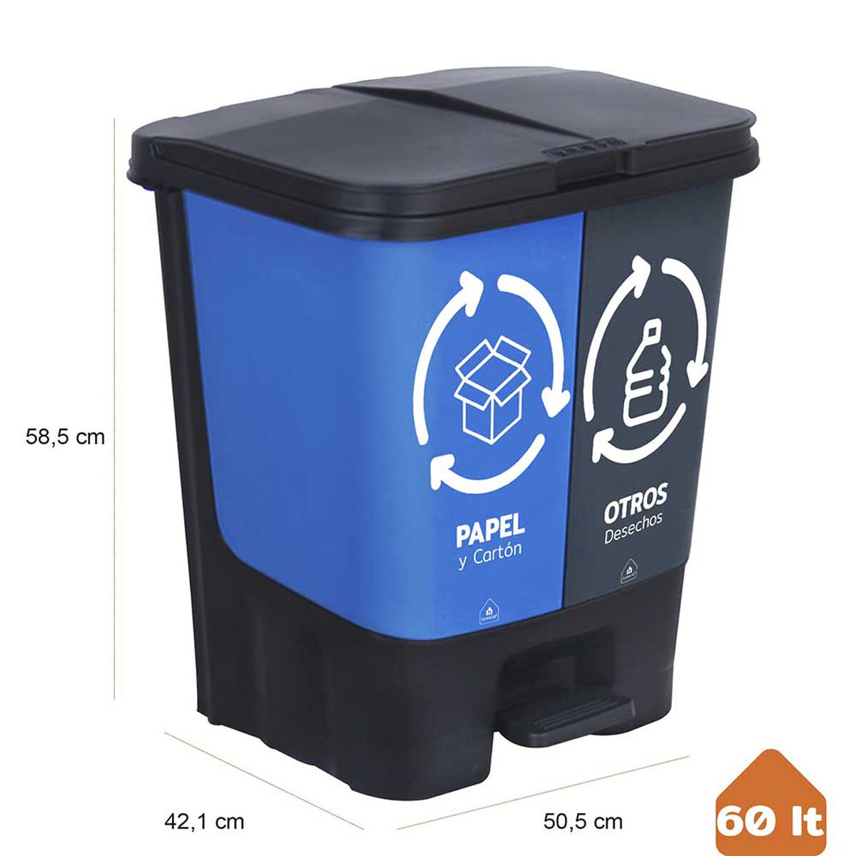 Basurero Homeclaf 60 lt Negro
