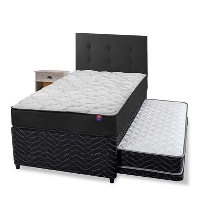Imagen 1 del producto Cama Nido Flex 1,5 Plazas Therapedic Plus + Respaldo Royal + Velador Rock