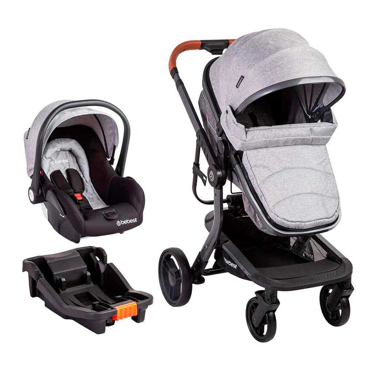 Coche Cuna Travel System Bebe Taurus con Base Gris Bebesit