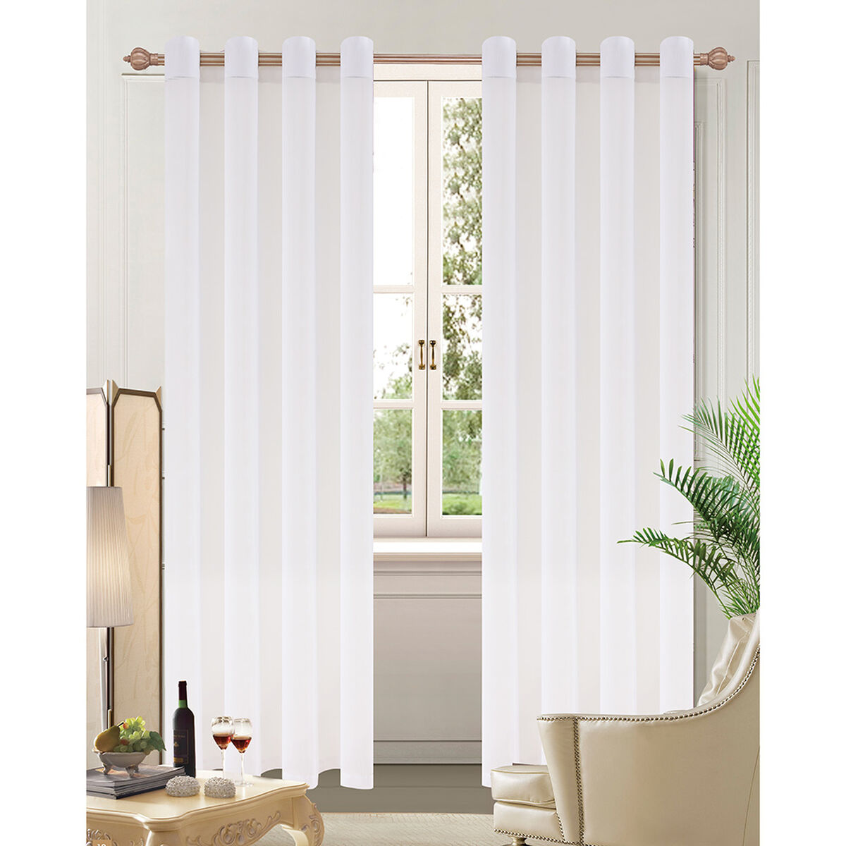 Set Cortinas Velo Lino-Presilla Beige 140X220 Cm