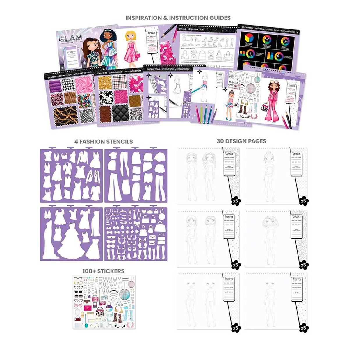 Set Diseña con Stickers Glam Fashion Angels