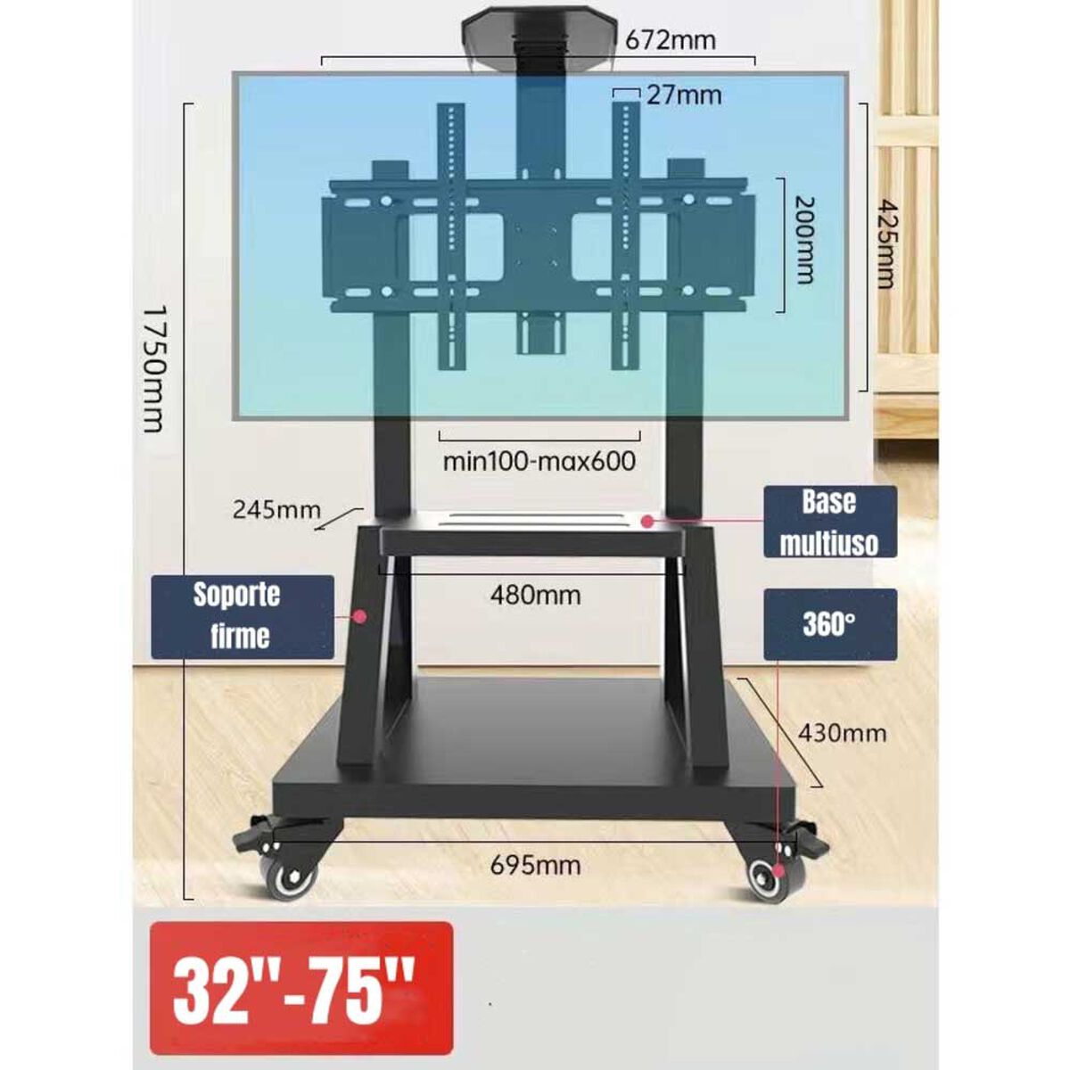 Soporte TV Pedestal LuBabycas 32" a 75"