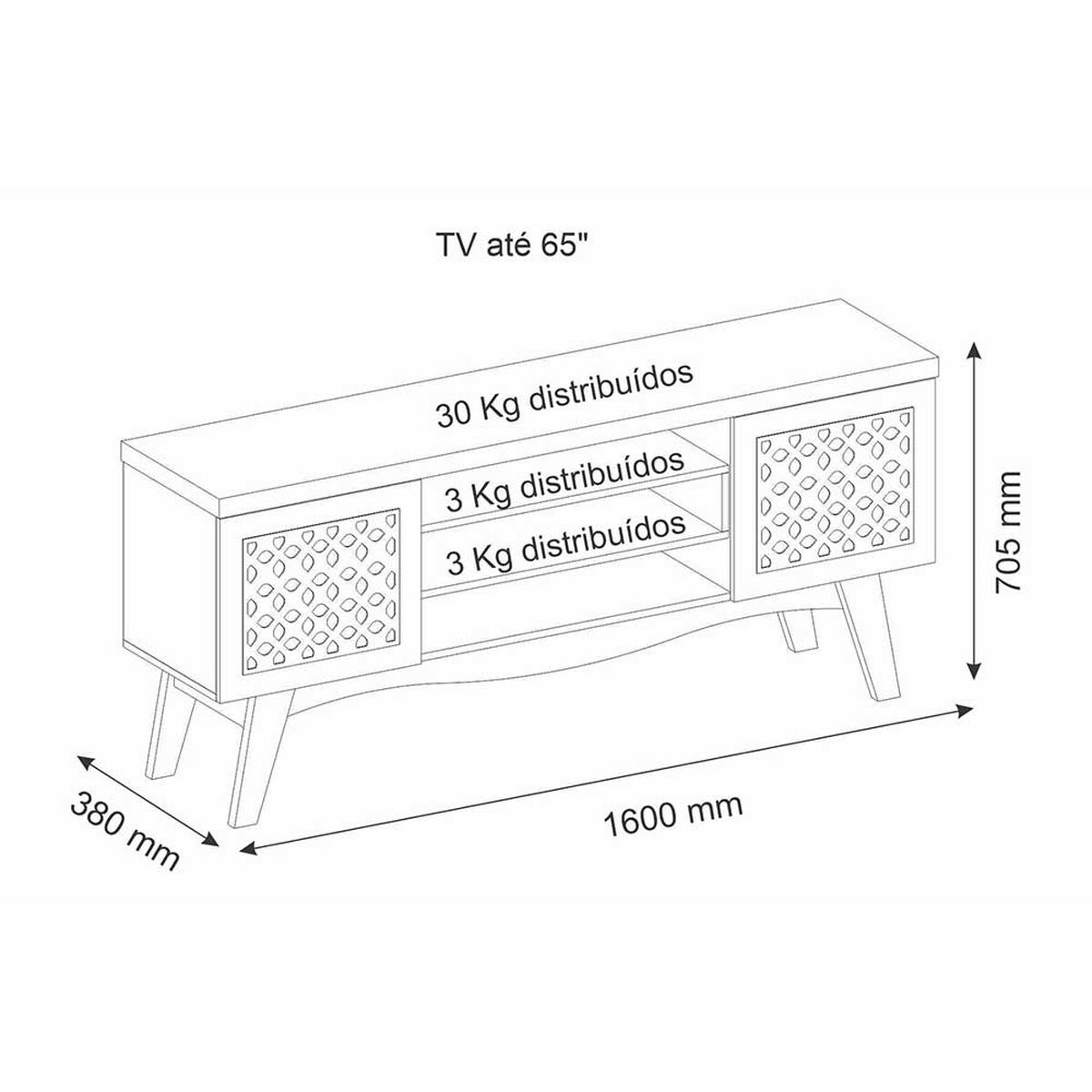 Rack TV Exit Lis Hasta 65" Beige Matte