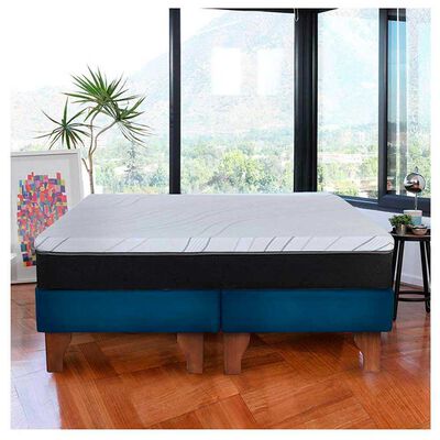 Cama Europea Latam Home 2 Plazas Zen Pro Azul Petroleo