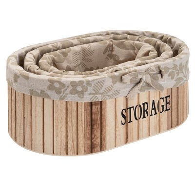 Imagen 1 del producto Set de 3 Canastos Ovalados Madera Vgo Natural