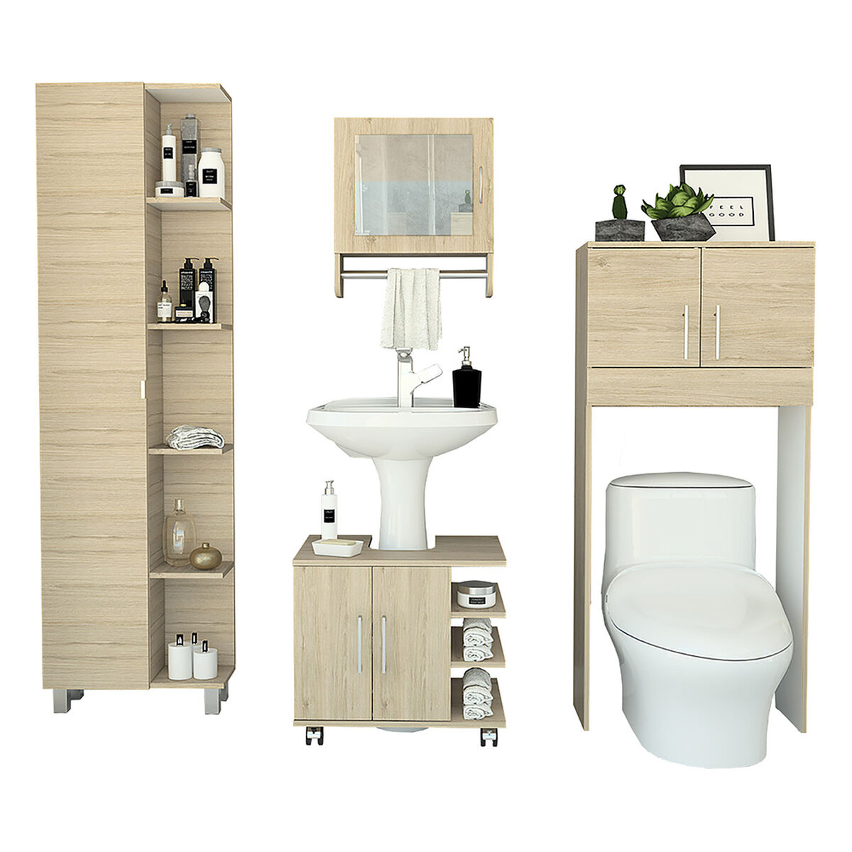 Botiquín + Optimizador Lavamanos + Baño + Mueble Bath300 TuHome Bath 300