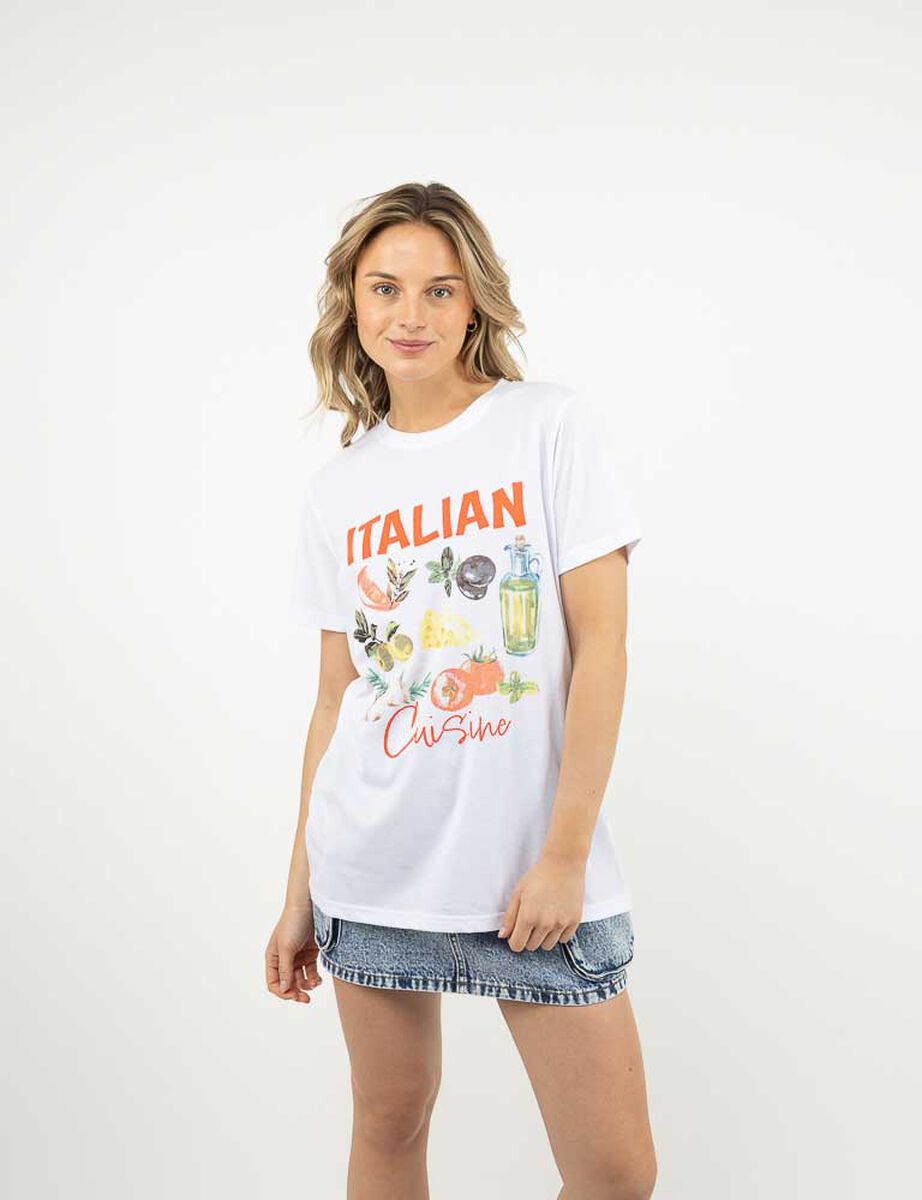 Polera Con Estampado Manga Corta Mujer Icono