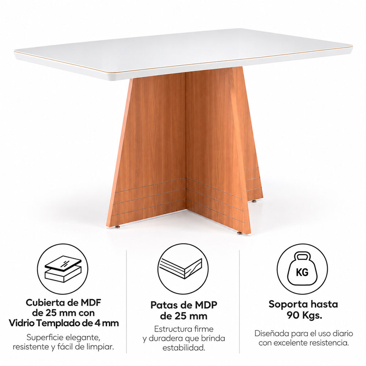 Mesa de comedor Roca Lotus 4 Personas Blanco Canela