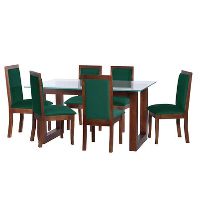 Juego de Comedor Latam Home Pamplona Burgos 6 Sillas Cuero Gris