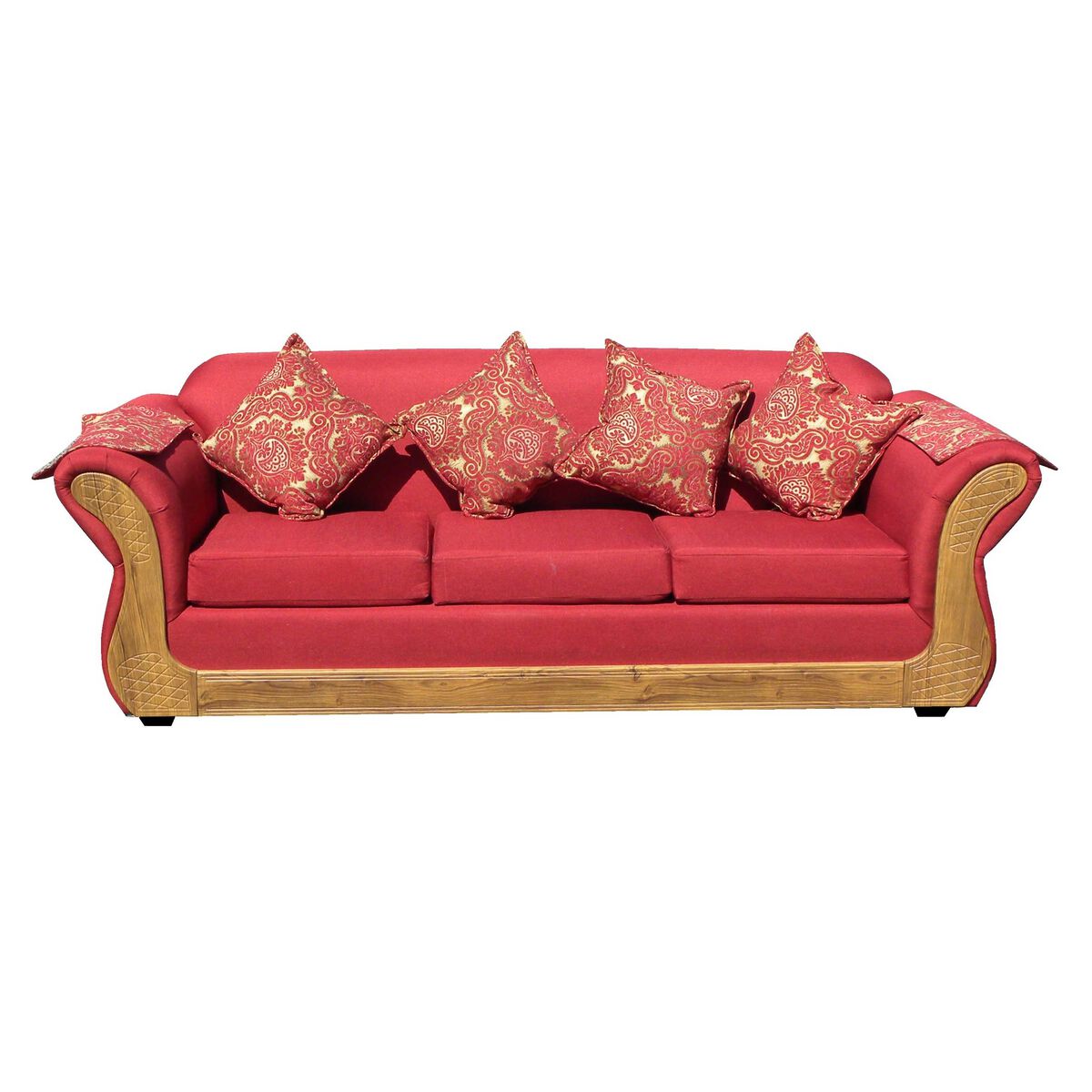 Juego de Living Almore Irlanda Sofá 3 Cuerpos + Dos Sillones 1 Cuerpo Rojo