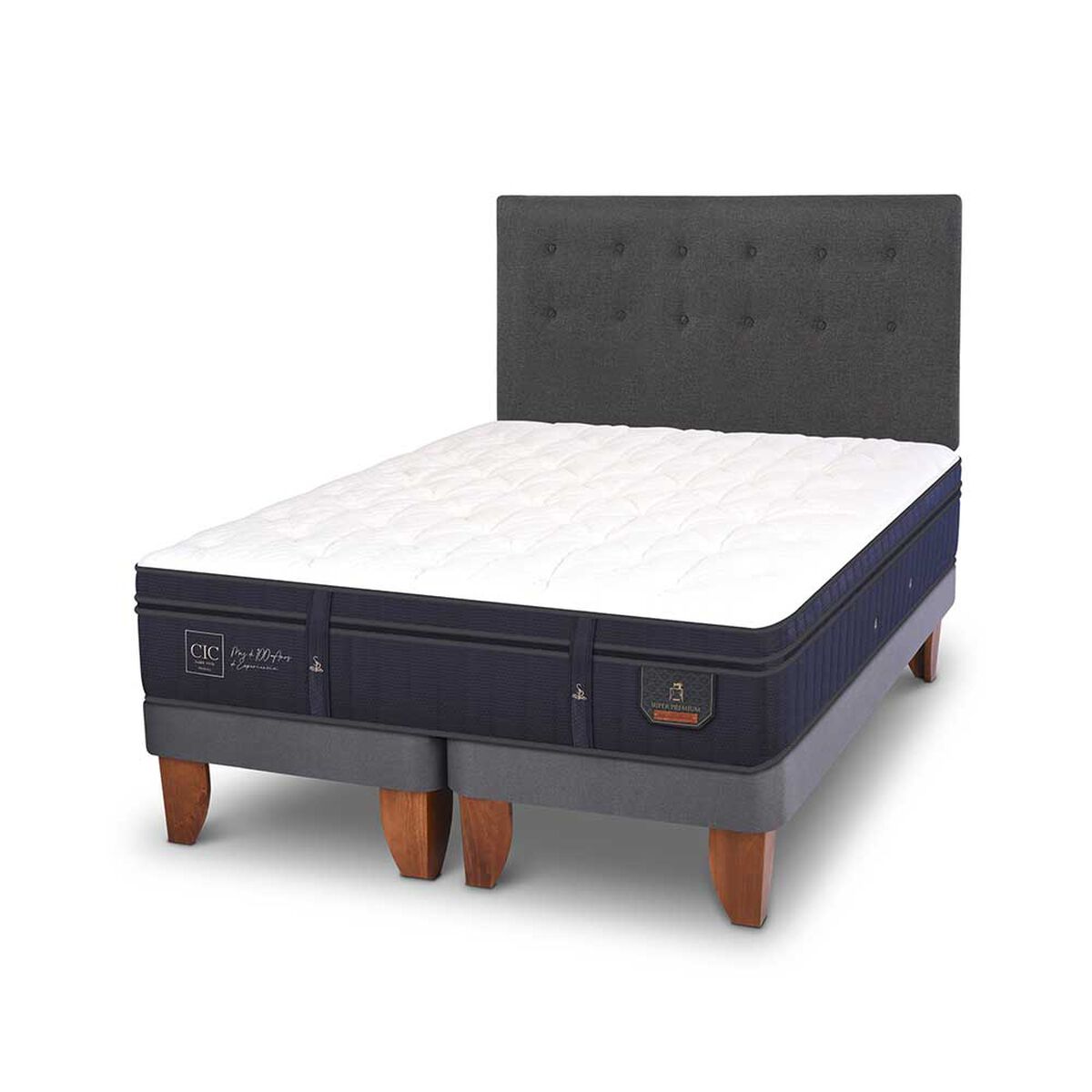 Cama Europea CIC Base Dividida 2 Plazas Súper Premium + Respaldo Eufrates