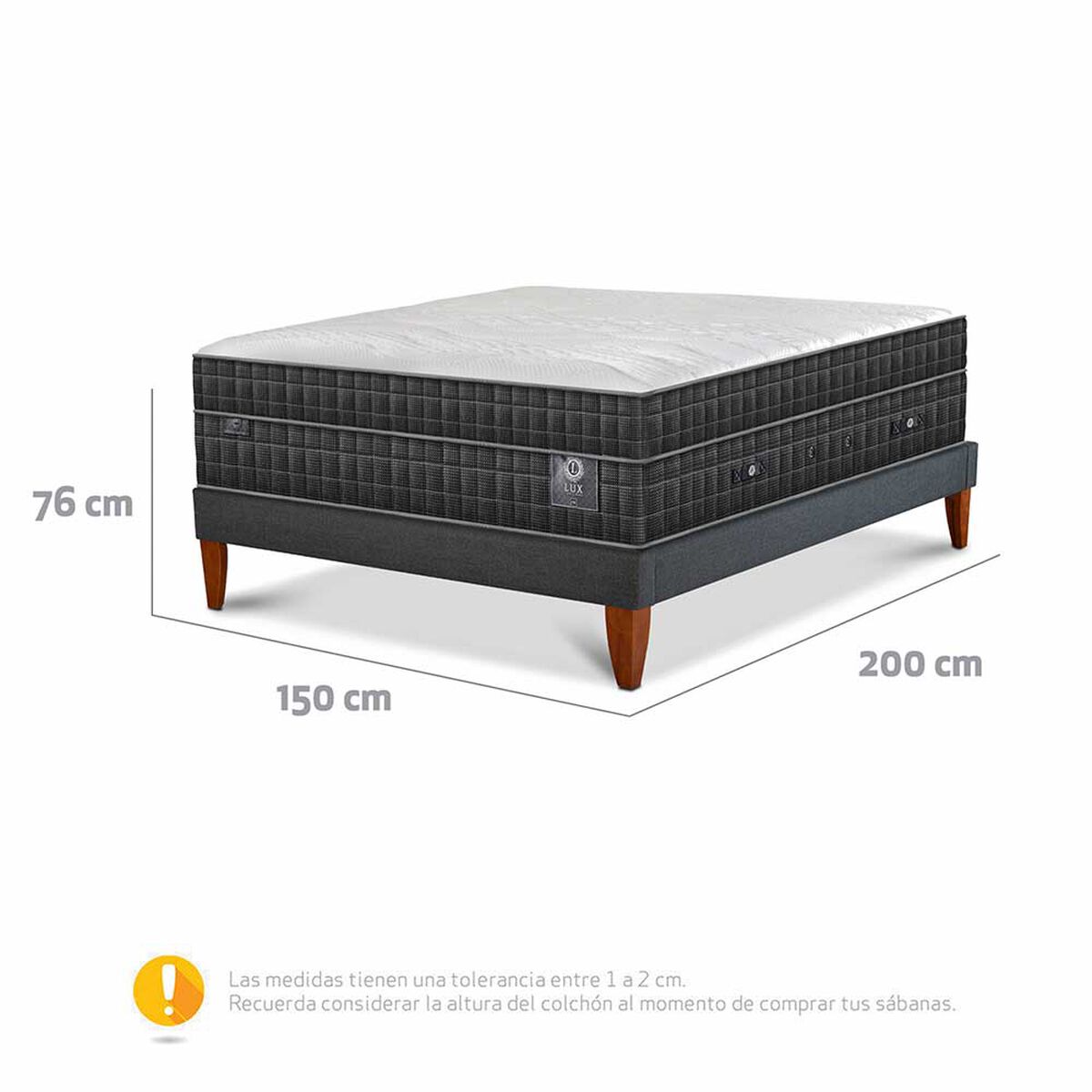 Cama Europea CIC 2 Plazas Curve Lux
