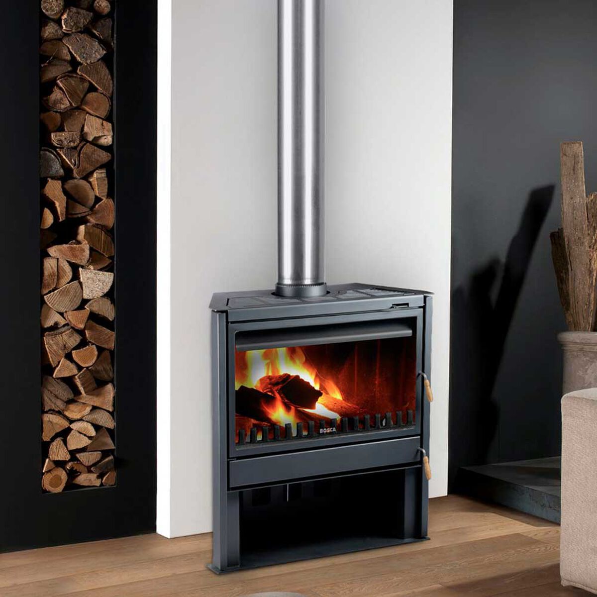 Chimenea a Le&ntilde;a  Bosca 850 FS + Kit Instalacion