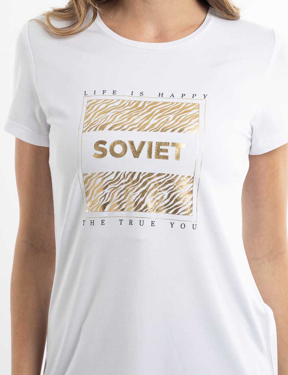 Polera Con Estampado Manga Corta Mujer Soviet
