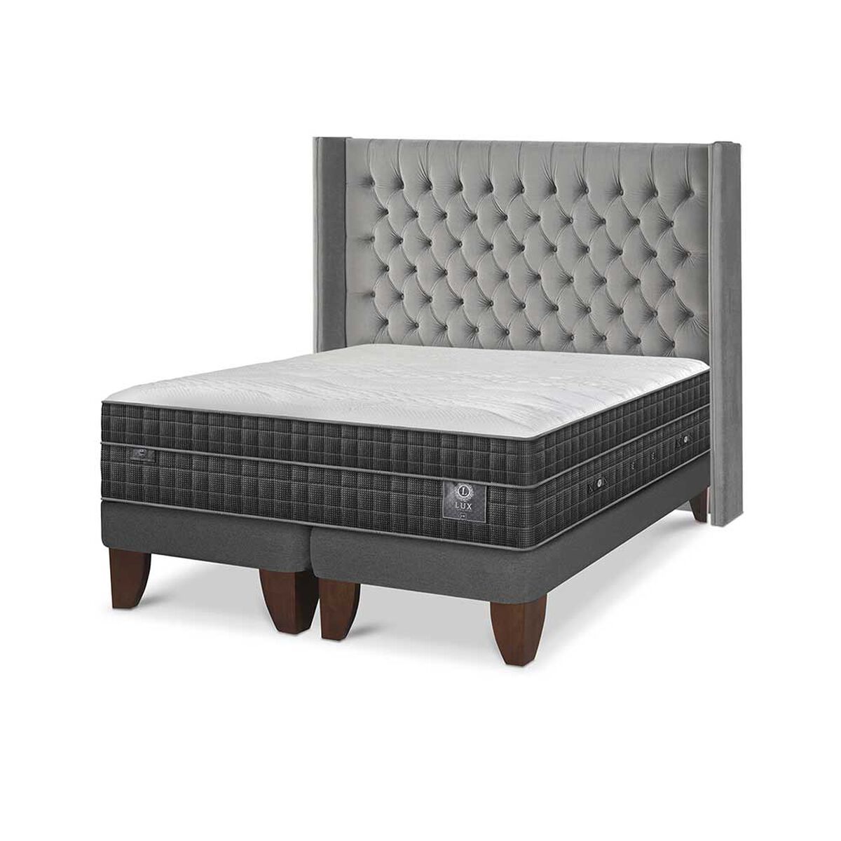 Cama Europea CIC Base Dividida 2 Plazas Lux + Respaldo Sesia