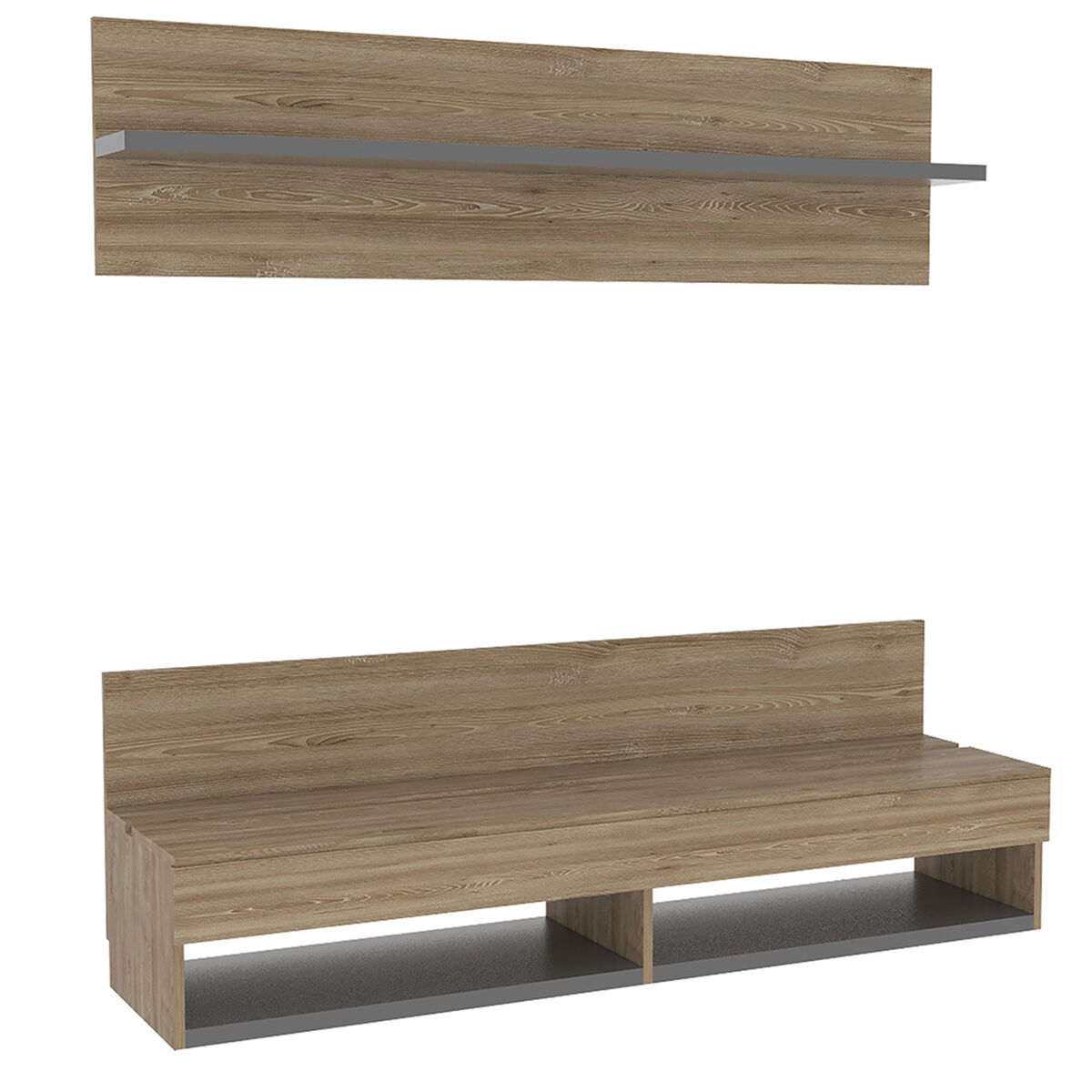 Panel de TV Hasta 60" + Bar Alto + Repisa 2B TuHome The Wall