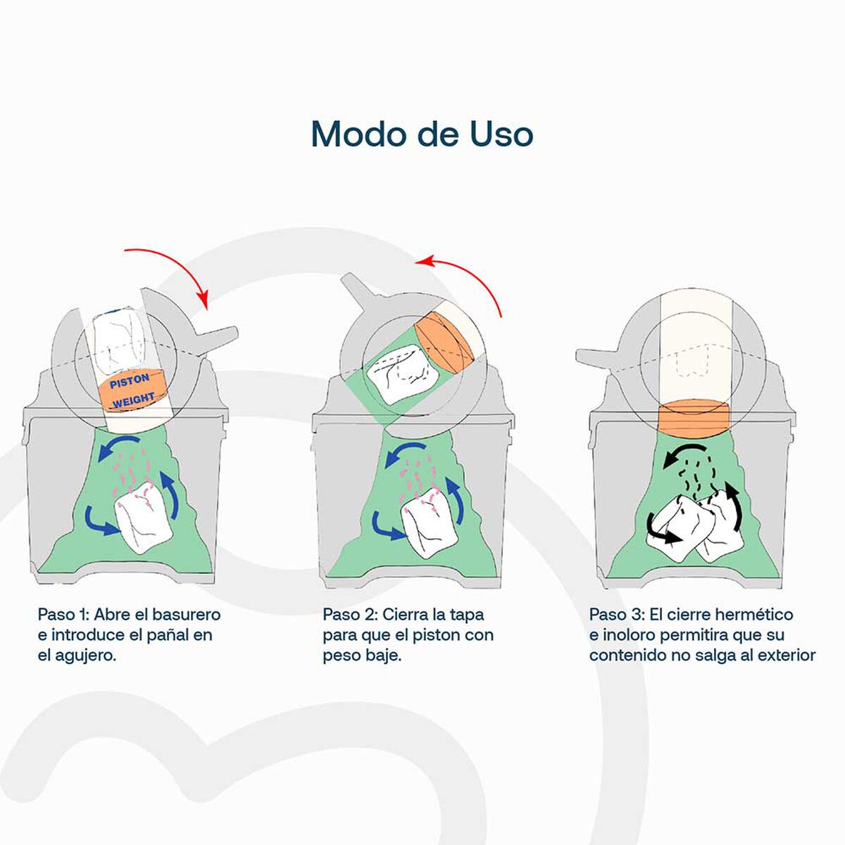 Basurero de Pa&ntilde;ales Plateado Bebesit