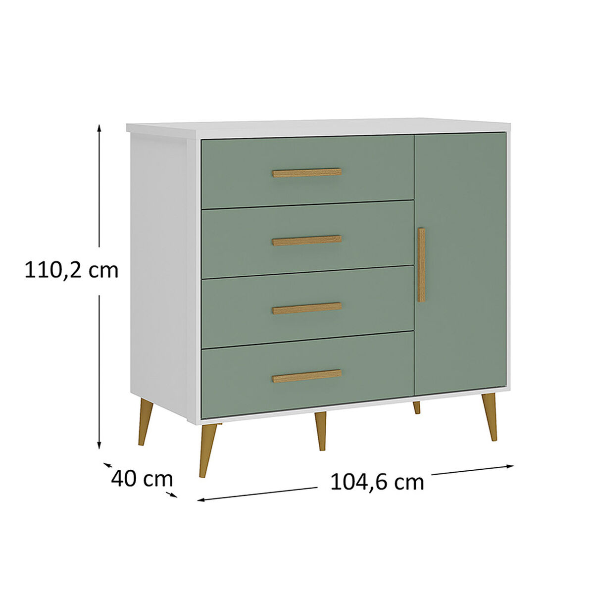 C&oacute;moda Di Poretti Design Kids 4 Cajones 1 Puerta Verde Pastel