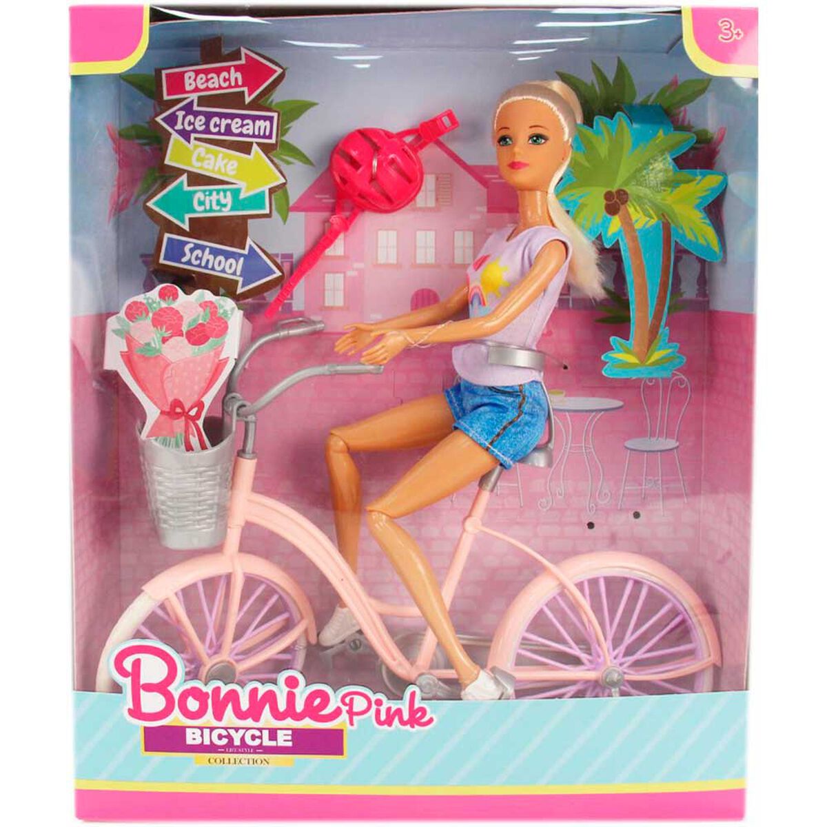 Muñeca de Moda de 11,5 Pulgadas con Bicicleta de Montar Bonnie Pink