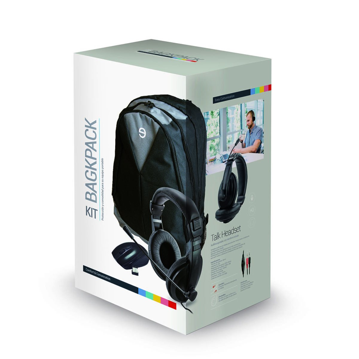 Kit Mlab Mochila Notebook 15,4" + Audífonos + Mouse Negro 