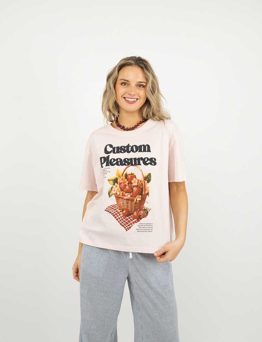 Polera Con Estampado Manga Corta Mujer Icono