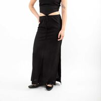 Falda Lino Maxi Mujer Icono Negro