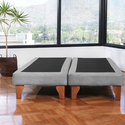 Base Europea Dividida Latam Home 2 Plazas Zen Tela Velvet Gris