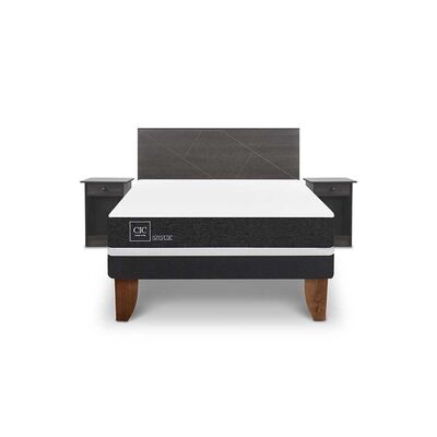 Imagen 1 del producto Cama Europea CIC Base Normal 2 Plazas Ortopedic + Respaldo + 2 Veladores Villarrica