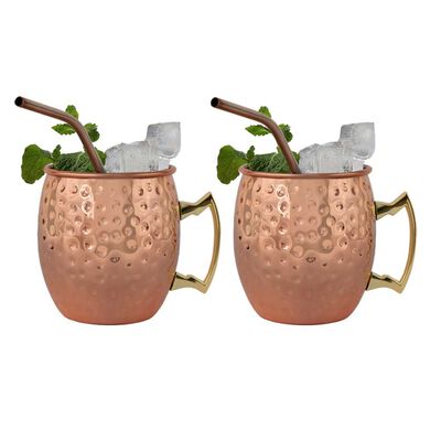 Imagen 2 del producto Set 2 Vasos Moscow Mule Mug Simplit Cobre + Bombillas 550 ml
