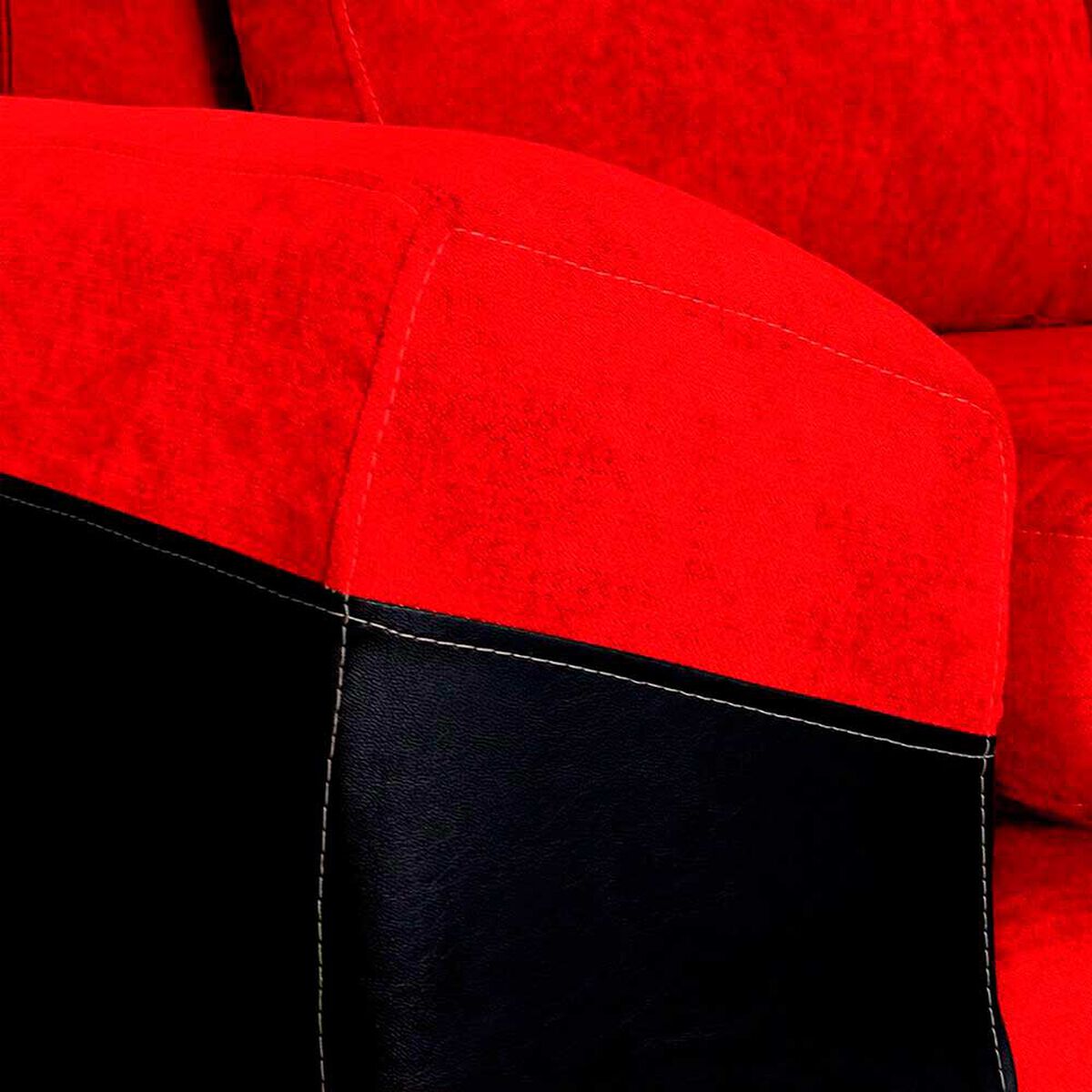 Seccional Izquierdo Elegant Houston Cheise Tela/PU 5 Cuerpos Rojo
