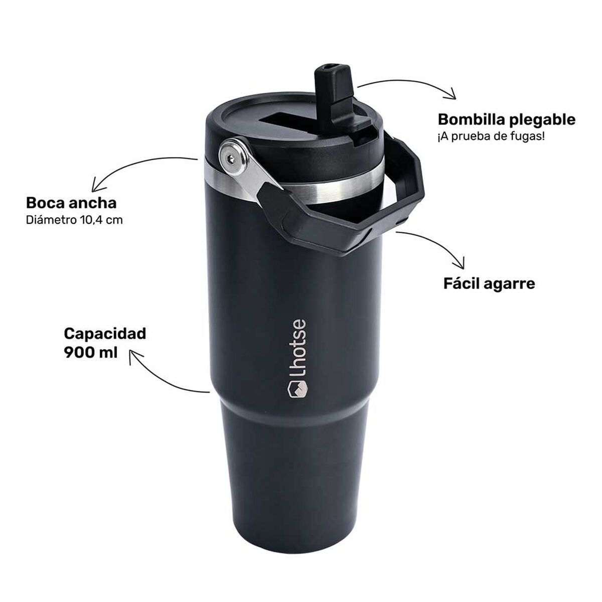 Botella Térmica Insulada Travel Mug 900ml Black Lhotse