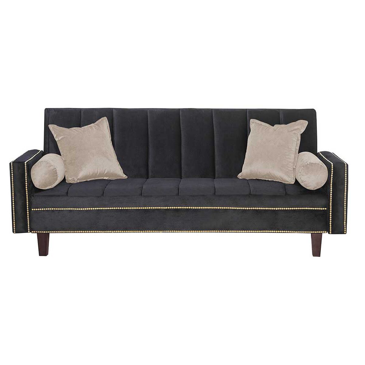 Futón Black Factory Vanguardia 3 Cuerpos Negro Beige